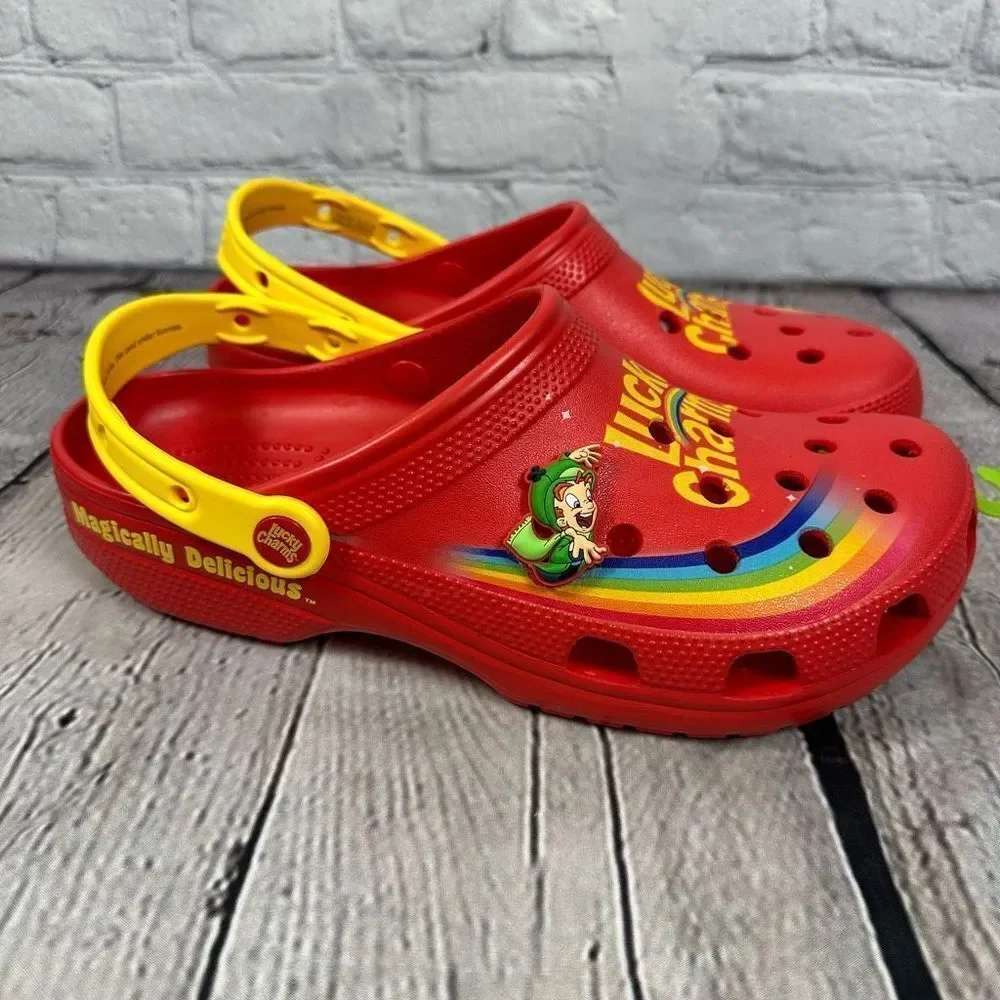 Lucky Charms Classic Crocs Limited Edition Unisex Red Rainbow M10/W12 NWT